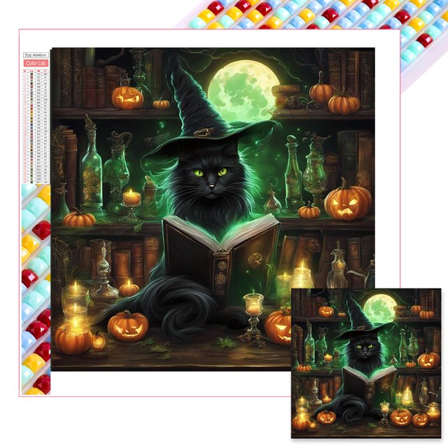 (ZQA4639) Resina Cuadrada Con Gato Y Tamaño Lienzo 40x40CM 45x45CM