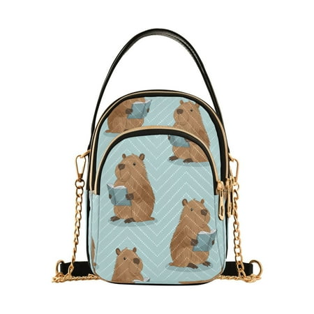 Women's Crossbody Handbag Shoulder Handbag 5.91x3.15x8.27 Inch Bank Card Bag Cash Bag Key Bag Cute Capibara Seamless