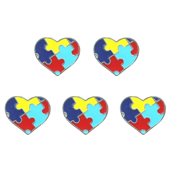 Autism Awareness Pins - 5PC Multi-Color Puzzle Piece Lapel Pins - Enamel Ribbon Brooches for Shirts, Jackets & Accessories - Symbol of Support & Advocacy