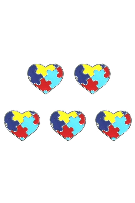 Autism Awareness Pins - 5PC Multi-Color Puzzle Piece Lapel Pins - Enamel Ribbon Brooches for Shirts, Jackets & Accessories - Symbol of Support & Advocacy