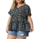 thumbnail image 4 of Top de Día de la Madre para Mujeres de Talla Grande Agnes Orinda, Blusa Boho Floral con Cuello en V, Mangas con Volantes, Blusas de Babydoll en Capas 3X Negra, 4 of 6
