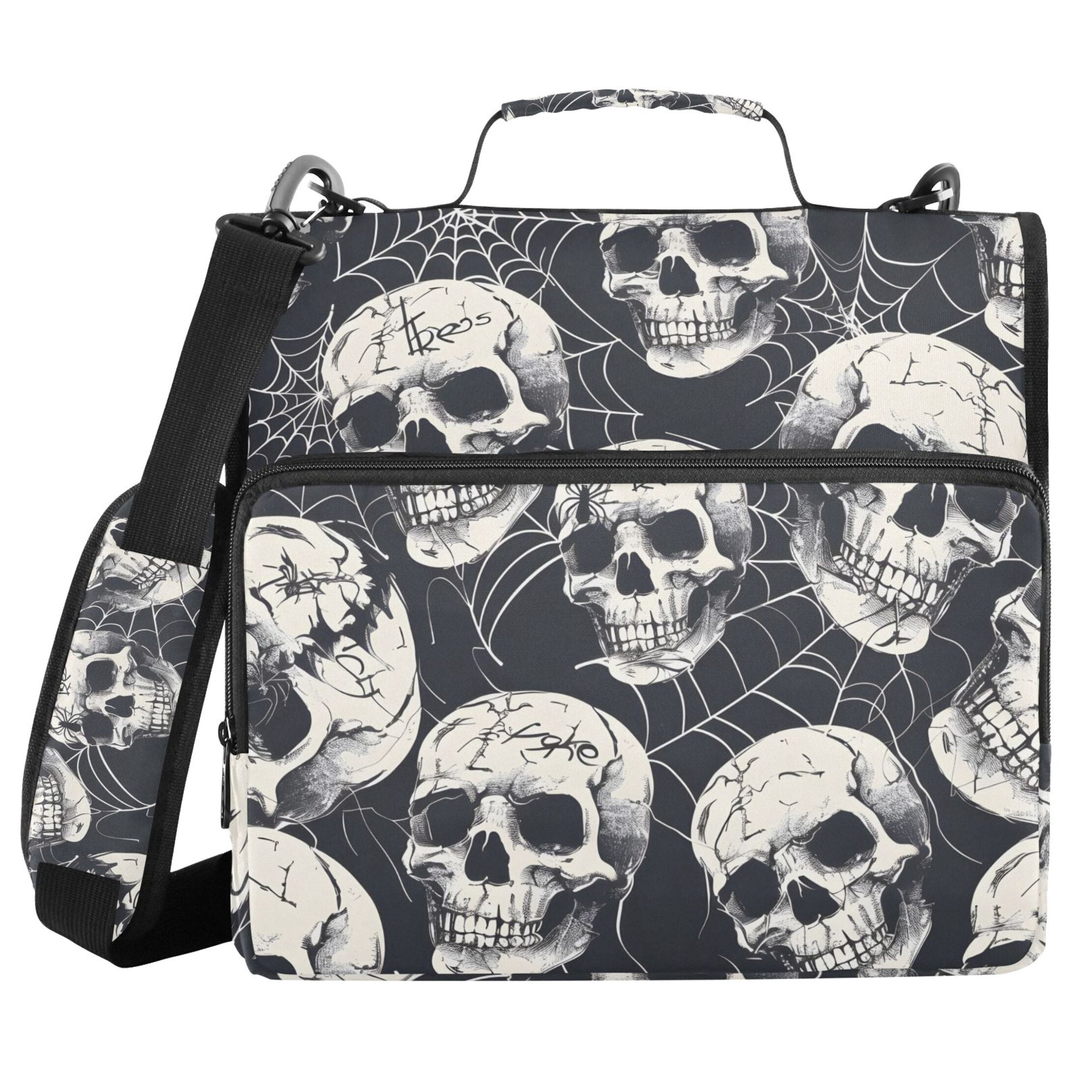 ALAZA Zipper Binder Halloween Skulls 3 Ring Trapper Keeper File Folder Organizer Bag