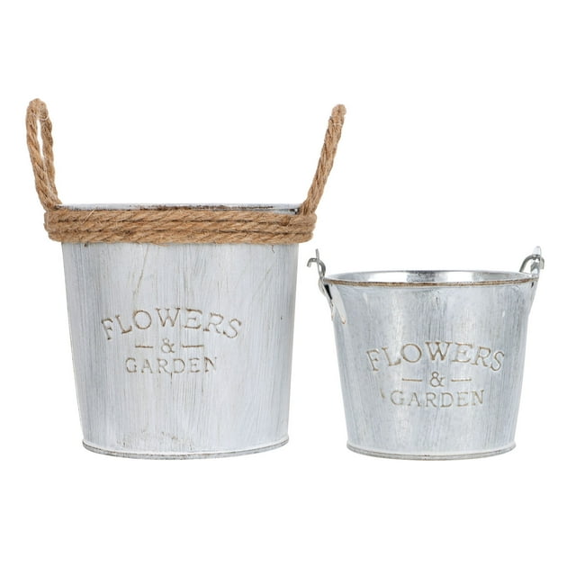 Minkissy Lot de 2 Seaux à Fleurs Support de Rangement en Fer pour Jardiniers Balcon