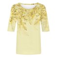 thumbnail image 4 of Sakmal Yellow Month Top Deal Elbow-Length Flower Crew Neck Graphic T-Shirts Womens Shirts Under $5, 4 of 5