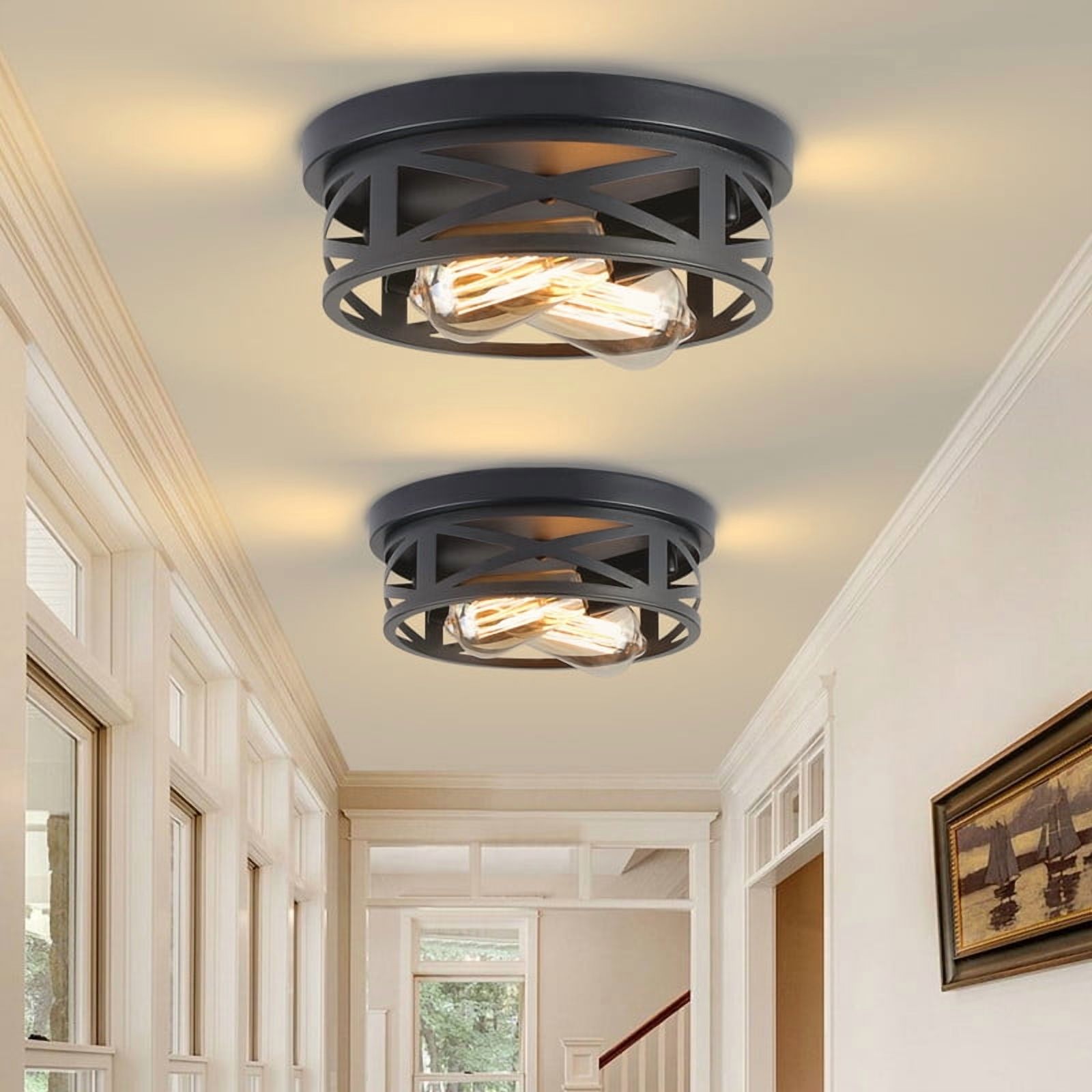 GCGAFUL Farmhouse Black Flush Mount Ceiling Light, 2-Pack photo 6