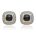 thumbnail image 3 of 925 Sterling Silver Vintage Cabochon Black Onyx Stud Earrings, 3 of 10