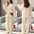 thumbnail image 2 of Conjunto de Pijamas de franela con forro polar para mujer, ropa de dormir cálida y gruesa de terciopelo, para invierno, novedad, 2 of 4