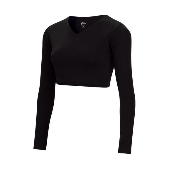Chassé Cropped V-Neck Bodysuit 2.0 - Available in Youth and Women's Sizes (Black, 2XL)