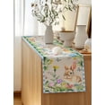 thumbnail image 5 of Table Runner 48 Inches Long for Kitchen Dining, Happy Easter Bunny Dresser Scarf Farmhouse, Dining Table Decorations for Wedding/Parties, Spring Floral Burlap Blue Plaid 13 x 48 In, 5 of 8