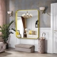 thumbnail image 2 of Arched Wall Mirror 24x20 Inch Black Metal Frame Tempered Glass Large Decorative Crystal Clear Shatterproof Mirror for Entryway Living Room Mantel Bathroom, 2 of 9