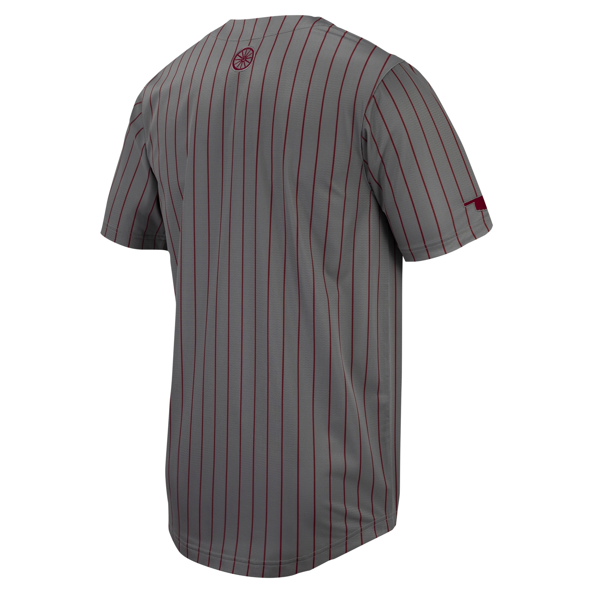 Men's Nike Steel Gray Oklahoma Sooners Pinstripe Replica Full-Button Baseball Jersey