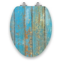 Art of Acryl Elongated Toilet Seat w/Slow Close Chromed Metal Hinges, Wood, Shabby Chic