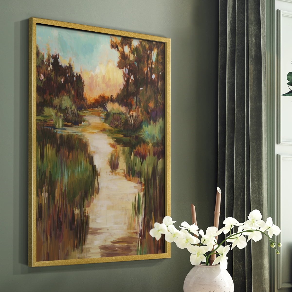 Well Worn Path Framed Print in Gold Solid Wood 22 x 28 Framed Print