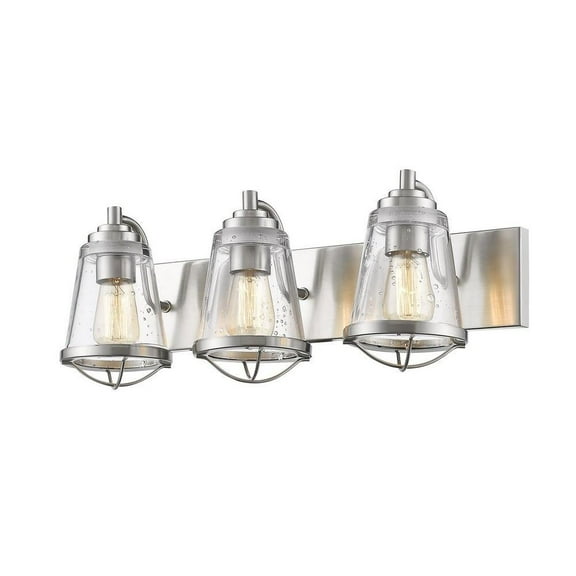 3 Light Vanity Light Fixture in Coastal Style-8.88 inches Tall and 24 inches Wide-Brushed Nickel Finish Bailey Street Home 372-Bel-2334140