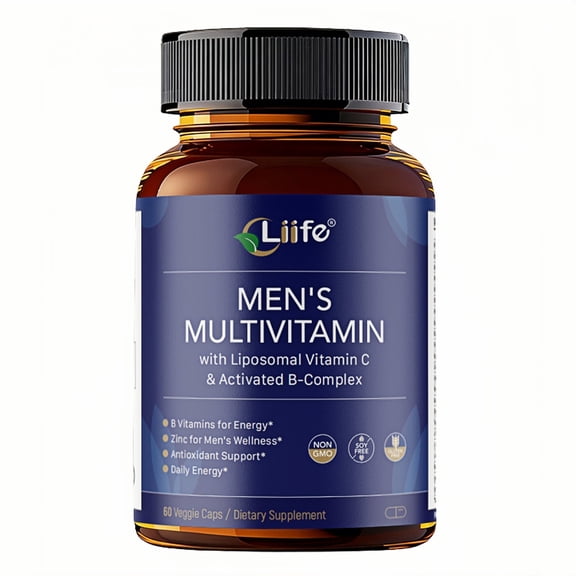 Liife Methylated Men's Multivitamin | Activated B Complex Chelated Minerals & Liposomal Vitamin C, Zinc Pumpkin Seed for Energy, Prostate & Immune Support, 60 Veggie Capsules