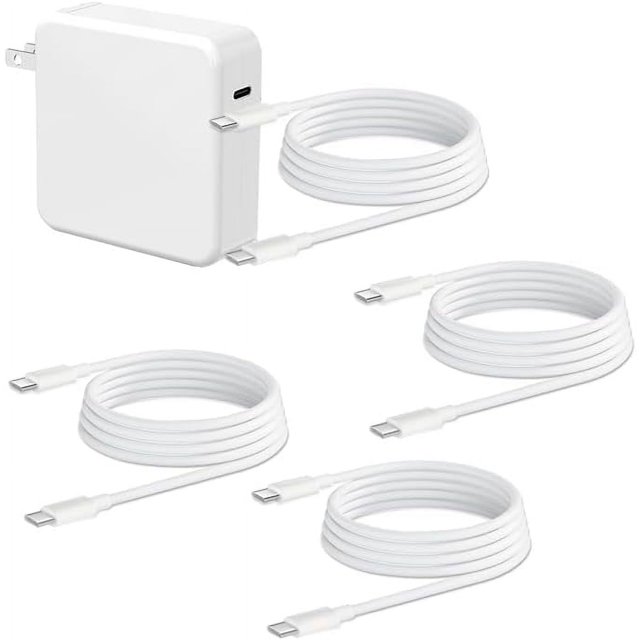 Charger for MacBook Air 30W USB-C Power Adapter, Compatible with iPad, 80-inch USB-C Cable, Foldable Plug, Battery Protection, Multi-Safety Features, Includes 4 Extra Cables