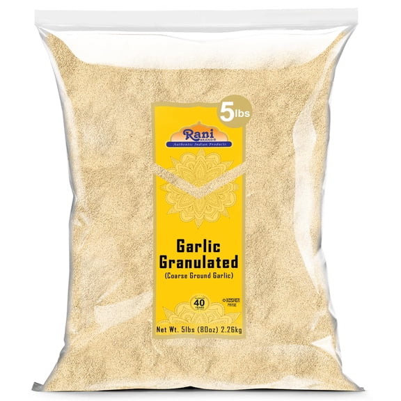 Rani Granulated Garlic (Coarse Ground Garlic) 80oz (5lbs) 2.27kg Bulk ~ All Natural | Gluten Friendly | Vegan | NON-GMO | Kosher | No Salt or fillers | Product of USA