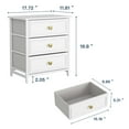 thumbnail image 6 of Kepooman White Nightstand with 3 Drawers, Night Stand for Bedroom, Small Dresser with Fabric Bins, Leather Finish, 6 of 9