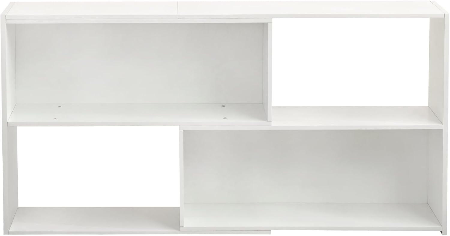 Reliancer TV Stand for TVs Up To 65‘’, Open Storage Shelf Cabinet, Corner TV Console Table, White
