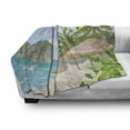 thumbnail image 2 of Graphic Beach Soft Flannel Fleece Throw Blanket, Seaside Landscape with Flying Seagulls Tropical Trees and Rippling Ocean, Cozy Plush for Indoor and Outdoor Use, 50" x 60", Multicolor, by Ambesonne, 2 of 5