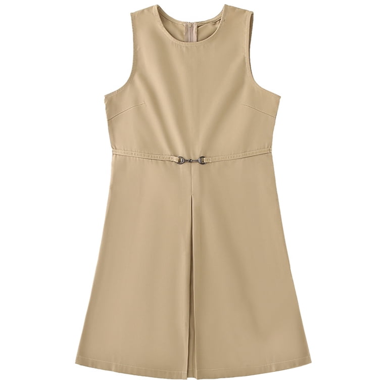 XINXIAOO Teen School Uniform Dress A-Line Hem Knee Length Sleeveless Khaki Dress for Girls Uniform Back To School Outfits Teen Girl School Uniform 14