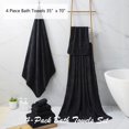 thumbnail image 3 of Juego de Toallas de Baño Oliven 4 Piezas 90x180 cm Negro Microfibra 600 GSM, 3 of 7