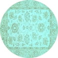 thumbnail image 1 of Ahgly Company Indoor Round Oriental Light Blue Traditional Area Rugs, 6' Round, 1 of 4