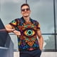 thumbnail image 4 of Balery Vibrant Psychedelic Eye Camisa Polo de Hombre con Estampado, de Manga Corta y Tejido Medio, Camisa Tipo Golf Polo-Large, 4 of 6