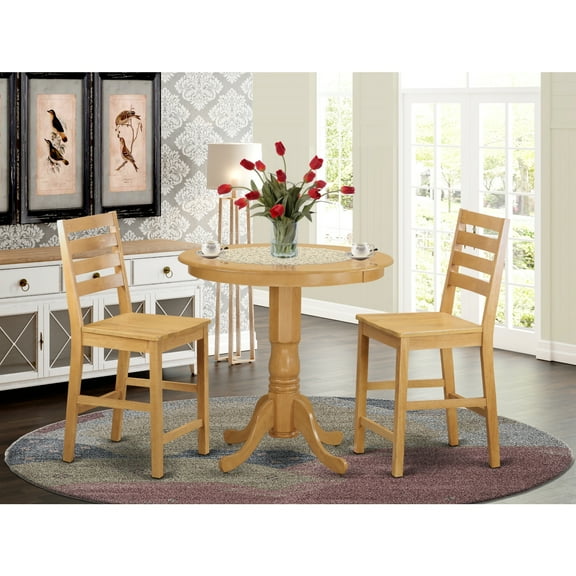 East West Furniture Jackson 3-piece Traditional Wood Dining Table Set in Oak