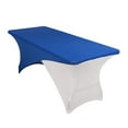 thumbnail image 6 of BalsaCircle Royal Blue and White 6 feet Cross Over Fitted Spandex Tablecloth Rectangular Table Cover Party Wedding Linens Reception Catering Event Decorations, 6 of 8