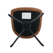 Guyou Modern Swivel Office Chair No Wheels, PU Leather Upholstered Desk Chair Armchair with Black Metal Legs for Living Room Bedroom Home Office, Brown
