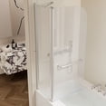 thumbnail image 5 of 43" W x 58" H Bathtub Shower Door with Auto-Return Rotation Shaft, 6mm Tempered Safety Glass, Brushed Nickel Aluminum Frame, Rounded Edges, Inside Outside Installation, 5 of 9