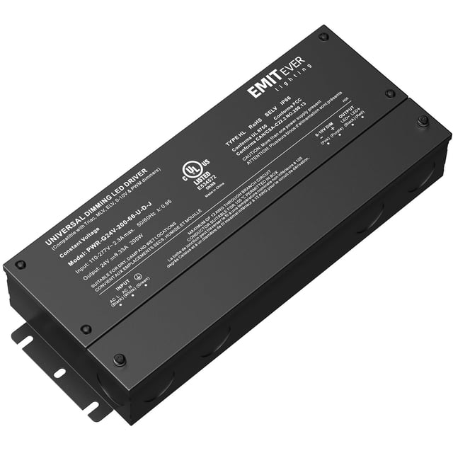 Controlador LED EMITEVER regulable de 200 W AC 110-277 V a DC 24 V