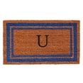 thumbnail image 1 of Calloway Mills 152972436U 24 x 36 in. Blue Border Monogram Rectangular Doormat, Natural - Letter U, 1 of 1