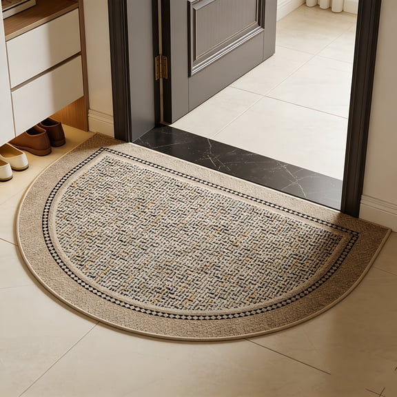 Half Circle Door Mat Indoor Entrance Welcome, Non-Slip Washable Doormat, Trap Dirt and Moisture, Low Profile Mats for Indoor Entry, 20"x32"