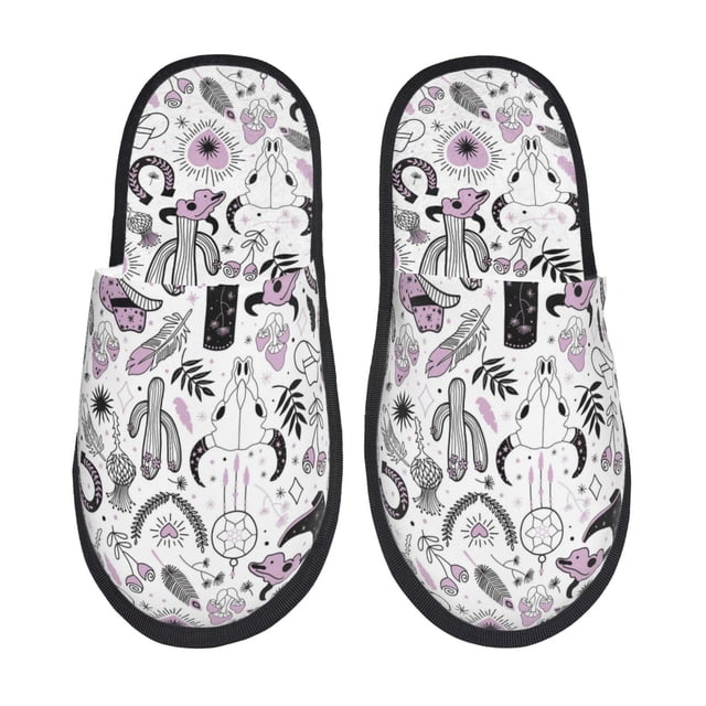 Balery Cowboy Pantuflas de Casa de Felpa Silenciosas con Diseño Estampado, Zapatillas Cómodas Antideslizantes de Algodón para Interior-Medium