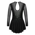 thumbnail image 2 of Doomiva Girls Rhinestone Mesh Spliced Figure Ice Skating Leotard Dress Ballet Tutu Dress Competition Costume A Black 8, 2 of 7