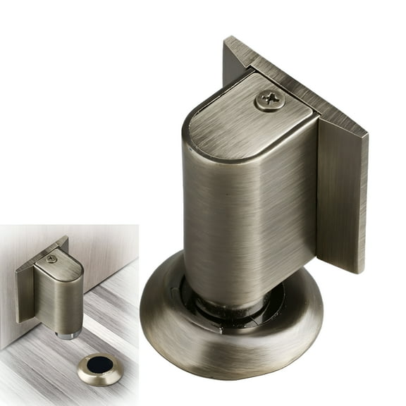 XIBUFE Door Wedge Stopper, Magnetic Doors Stoppers for Bottom of Door, No Drill Invisible Doorstops for Inside Door, Heavy Duty Magnetic Doors Catch Holder to Keep Doors Open (Brushed Nickel)