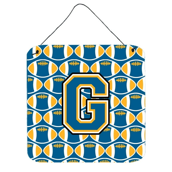 Letter G Football Blue and Gold Wall or Door Hanging Prints