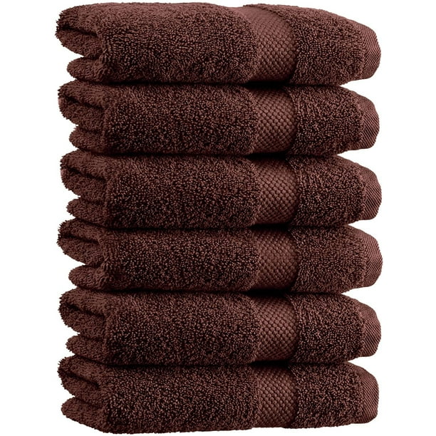 Luxury Brown Hand Towels Soft Cotton Absorbent Hotel Towel 6Pack