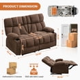 thumbnail image 2 of Fantasylab Reclining Loveseat with Cup Holders,Recliner Love Seat Sofa, Manual Recliner Couch with Ergonomic, Side Pocket,Brown, 2 of 8