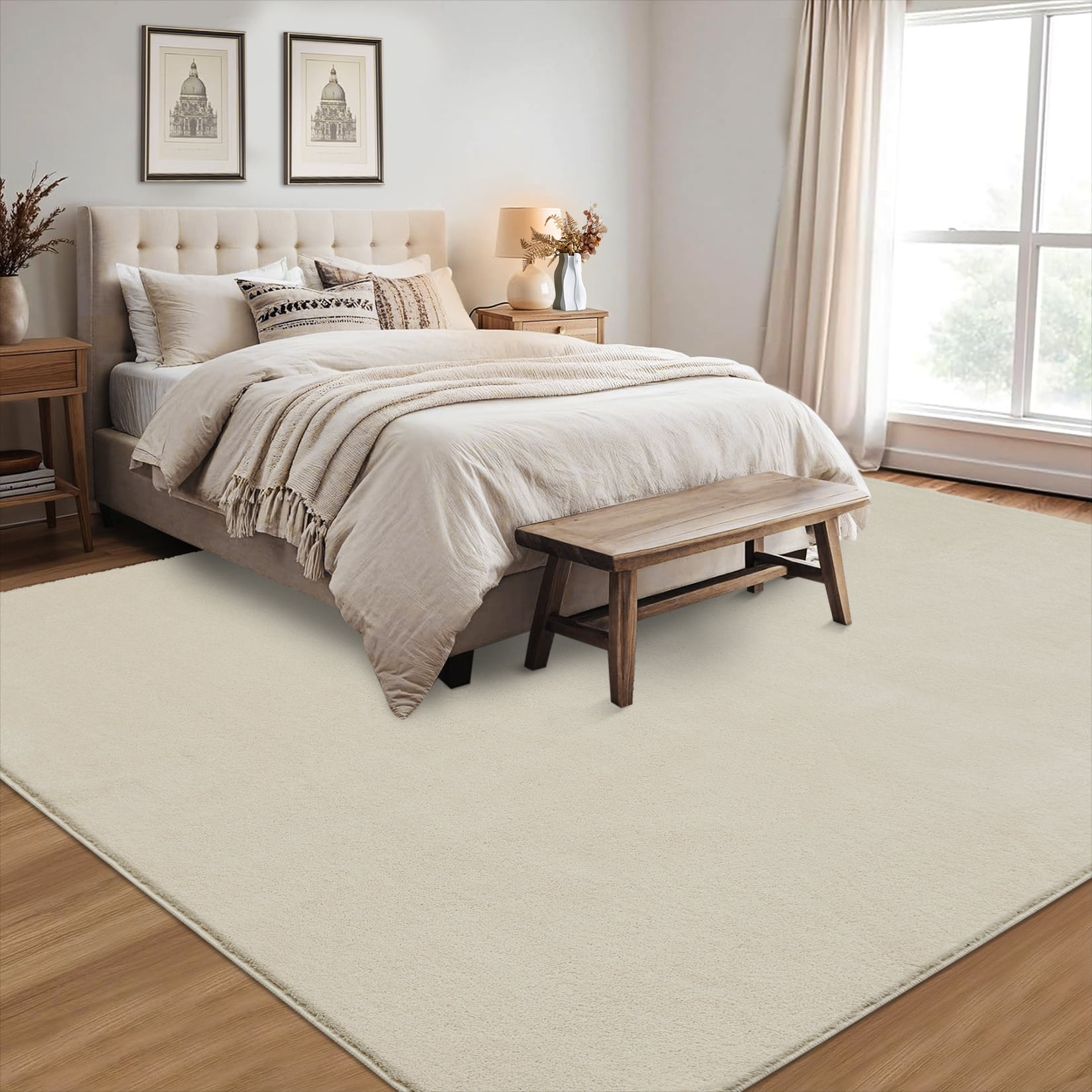 Garvee Ultra Soft Area Rug, 9'x12' Fluffy Area Rug Non Slip Rug for Living Room Bedroom Home Decor Carpet, Off-White
