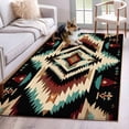 thumbnail image 2 of 2.7x5 Washable Area Rug, Abstract Ethnic Style Pattern Non-Slip Rectangle Rug for Bedroom Bedside, Retro Brown Red Weaving Indoor Floor Mat for Home Decor, 2 of 9