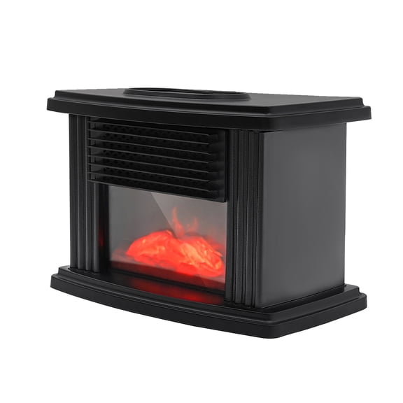 YIYIBYUS 1000W Mini Electric Fireplace,3D Flame Fireplace Stove Heater with Fast Heating System, Temperature Adjustable (Black)