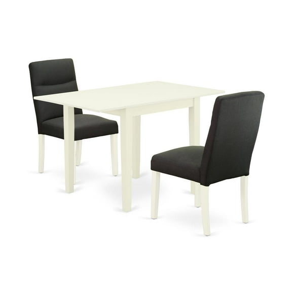 East West Furniture Norden 3-Piece Wood Dining Set in White/Dark Gotham Gray