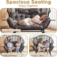 thumbnail image 6 of CHINNLUU Double Wicker Egg Chair Outdoor Indoor - 2-Person Oversized Loveseat with 8" Thickened Paded Cushion - 700 lbs Weight Capacity Patio Lounge Chair for Balcony Porch Backyard - (Black Radial), 6 of 10