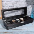 thumbnail image 3 of Six Grid Watch Box PU Leather Watch Storage Box Black Display Jewelry Wristwatch Organizer, 3 of 14