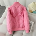 thumbnail image 6 of Jinhomg Thin Puffer Coat for Women Lightweight Comfy Full-Zip Stand Collar Outerwear Fall Casual Warm Long Sleeve Padded Jacket with Pockets Sales Today Clearance Pink L, 6 of 10