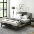 thumbnail image 2 of Costway Queen Size Upholstered Platform Bed Frame Velvet Headboard Mattress Foundation, 2 of 10