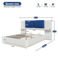 thumbnail image 2 of Harper & Bright Designs Queen Size Platform Bed with Upholstered Headboard, Queen Wooden Bedframe with Anti-Collision Soft Rounded Corners, Blue+Grey, 2 of 9